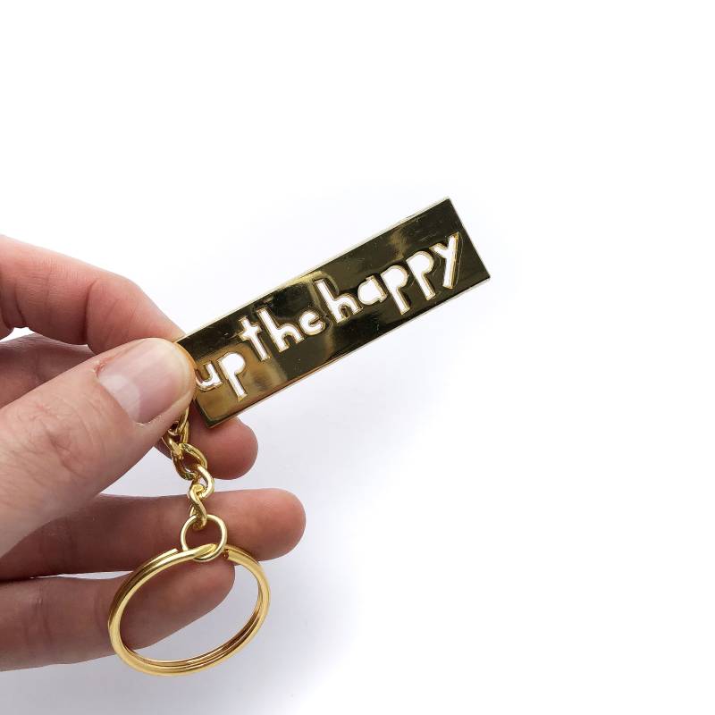 Her Mit Dem Happy Gold Emaille Schlüsselanhänger von lightpaper