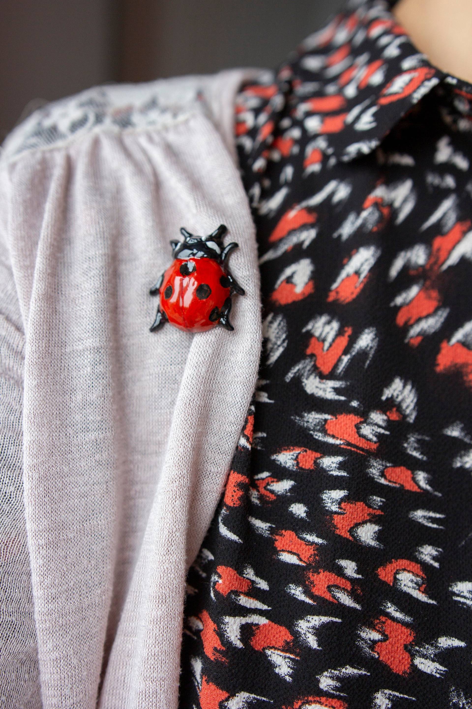 Marienkäfer Brosche - Insekt Roter Ton, Glücksbringer, Käfer Schmuck, Feengarten Accessoire, Party Geschenk, Vintage Anstecknadel von liiberdesign