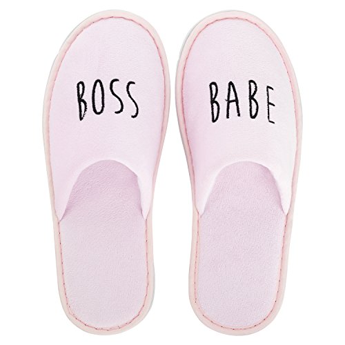 likalla Wellness-Slipper geschlossen mit schwarzer BOSS BABE Bestickung in rosa, 1 Paar von likalla