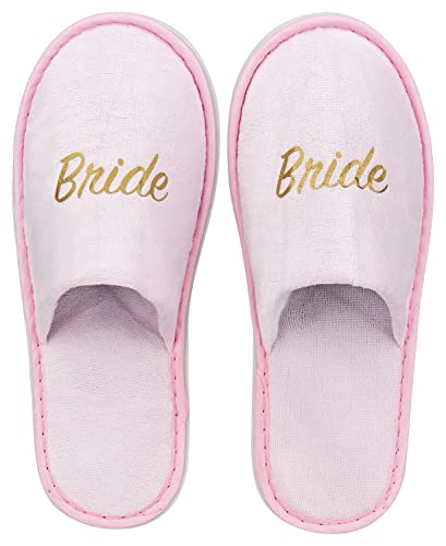 likalla Wellness-Slipper geschlossen mit goldener BRIDE Bestickung in rosa, 1 Paar von likalla