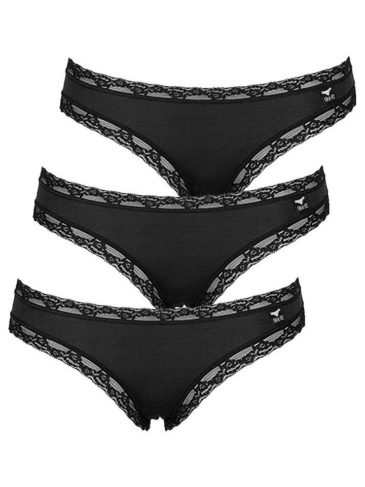 like it! Bikinislip 3er Pack Damen Minislip Olivia (Packung, 3-St) Zwickel von like it!