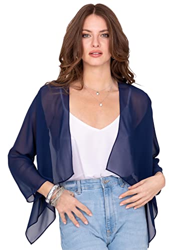 likemary Bolero Damen festlich - Bolerojäcken für Abendkleid - Eleganter durchsichtiger Cardigan - Überwurf für tagsüber & Abendveranstaltungen Blaubeere 40 (UK 14) von likemary