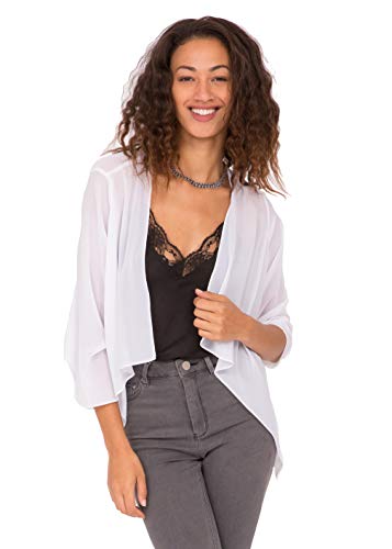 likemary Bolero Damen festlich - Bolerojäcken für Abendkleid - Eleganter durchsichtiger Cardigan - Überwurf für tagsüber & Abendveranstaltungen Weiß 38 (UK 12) von likemary