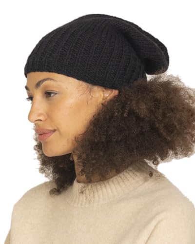 likemary Beanie Damen - Wintermütze aus Merinowolle - Handgestrickte Strickmütze, Warm und Atmungsaktiv - für Herbst & Winter, Schwarz von likemary