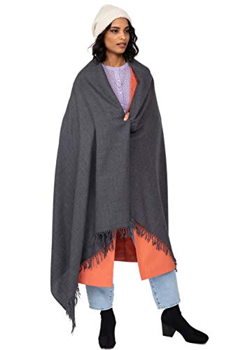 likemary Damen Schal Schultertuch aus 100% Merino Wolle - Poncho Stola XXL Tuch & Umschlagtuch - für Frauen - Kasa grau von likemary