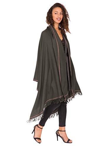 likemary Damen Schal Schultertuch aus 100% Merino Wolle - Poncho Stola XXL Tuch & Umschlagtuch - für Frauen - Shoreditch Grün von likemary