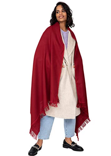 likemary Damen Schal Schultertuch aus 100% Merino Wolle - Poncho Stola XXL Tuch & Umschlagtuch - für Frauen - Shoreditch Rot von likemary