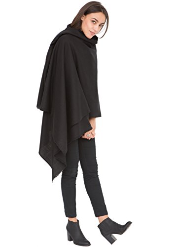 likemary Damen Schal übergroß Schultertuch aus 100% Merino Wolle - Poncho Stola XXL Tuch & Umschlagtuch - für Frauen - Fairtrade Deckenschal - schwarz von likemary