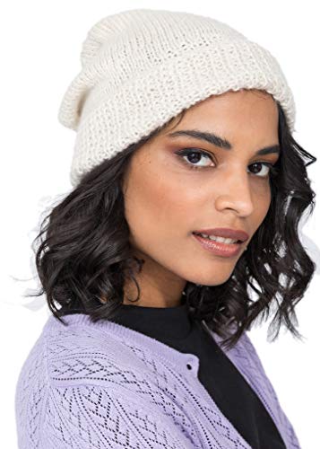 likemary Beanie Damen – Wintermütze Damen aus Merinowolle – Strickmütze Handgestrickt, Warm und Atmungsaktiv – Mütze Damen Herbst & Winter Cremefarben von likemary