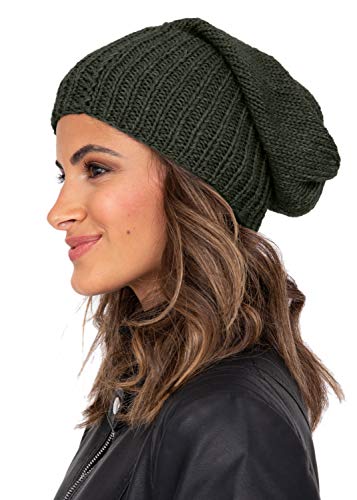 likemary locker sitzende Beanie-Mütze für Frauen aus Reiner Merinowolle - ethisches Geschenk Grün Khaki von likemary