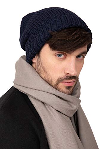 likemary locker sitzende Beanie-Mütze für Männer aus Reiner Merinowolle - ethisches Geschenk Navy Blau von likemary