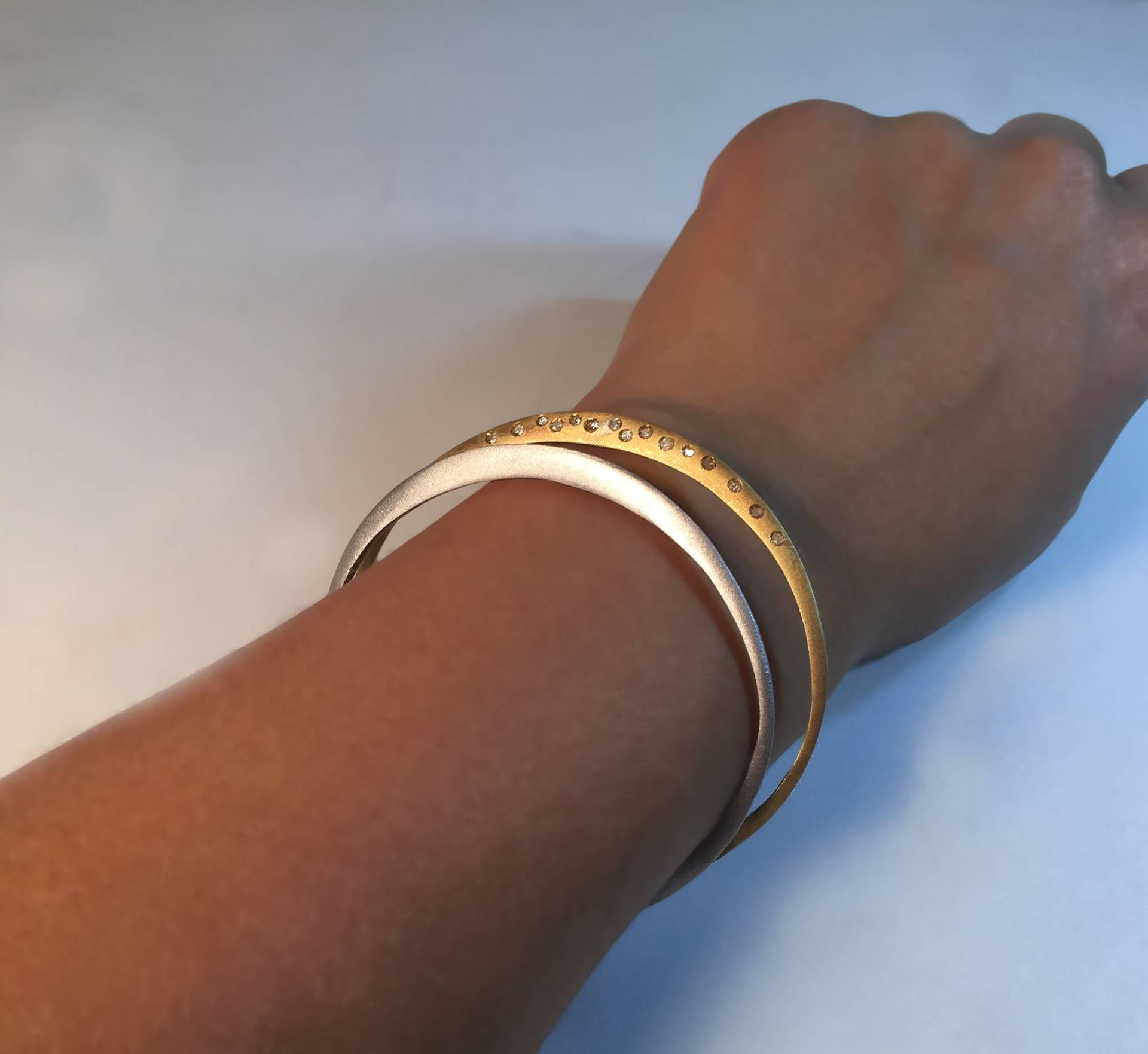 925 Silber Weiß Vergoldetes Armband Rhodiniert von likhomanova