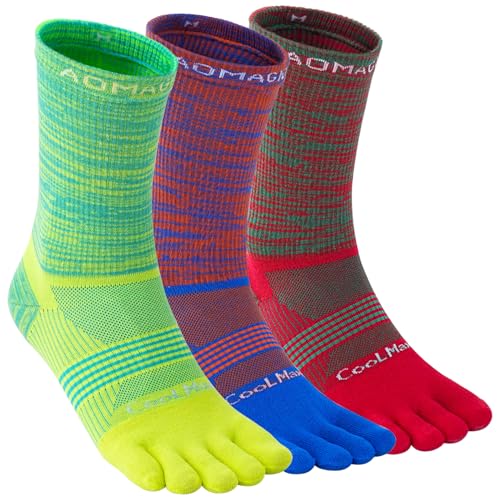 likloks Männer/Frauen Zehensocken CoolMax Hohe Leistung Leichtathletik Laufen Fünf-Finger Sportsocken Crew-Mittel (3 Paare) von likloks