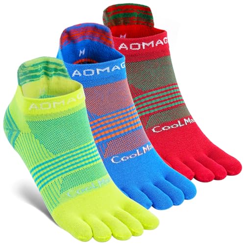 likloks Männer/Frauen Zehensocken CoolMax Hohe Leistung Leichtathletik Laufen Fünf-Finger Sportsocken Große (3 Paare) von likloks