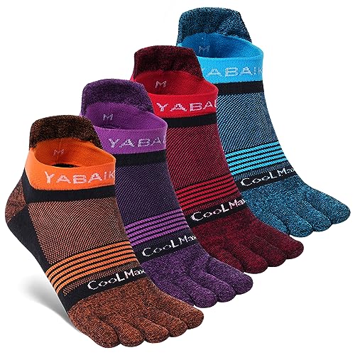 likloks Männer/Frauen Zehensocken CoolMax Hohe Leistung Leichtathletik Laufen Fünf-Finger Sportsocken Knöchel (4 Paare)-Groß von likloks