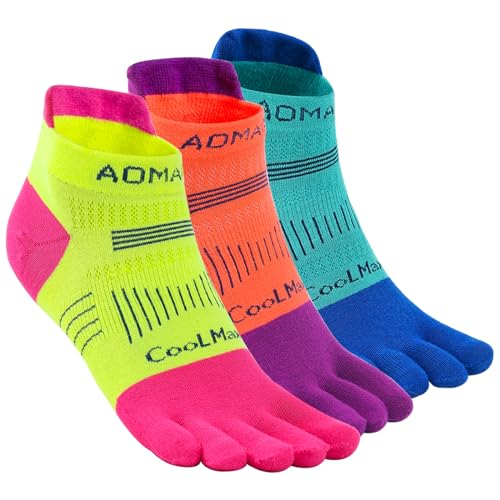 likloks Männer/Frauen Zehensocken CoolMax Hohe Leistung Leichtathletik Laufen Fünf-Finger Sportsocken Knöchel-Klein (3 Paare) von likloks