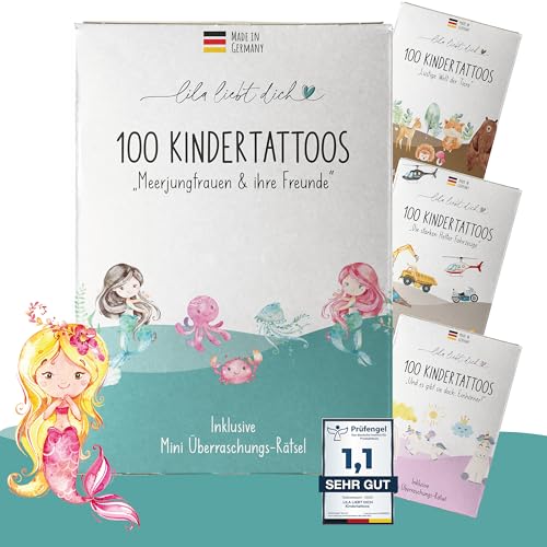 lila liebt dich® 100 angesagte Tattoo Kinder Motive mit Meerjungfrauen // Kindertattoos hautfreundlich & getestet // Kinder Tattoo Mädchen Made in Germany // Schonende Tattoos Kinder hautfreundlich von lila liebt dich