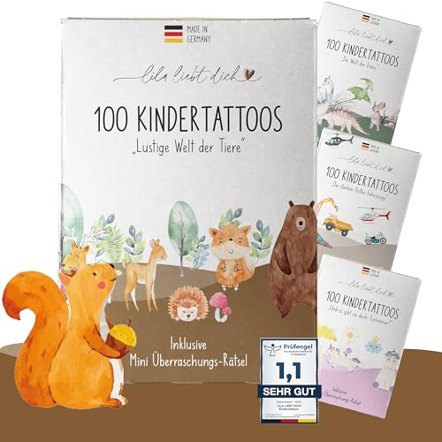 lila liebt dich® 100 angesagte Kindertattoos mit Tieren – hautfreundlich & getestet – Tattoos für Mädchen & Jungen – Made in Germany von lila liebt dich