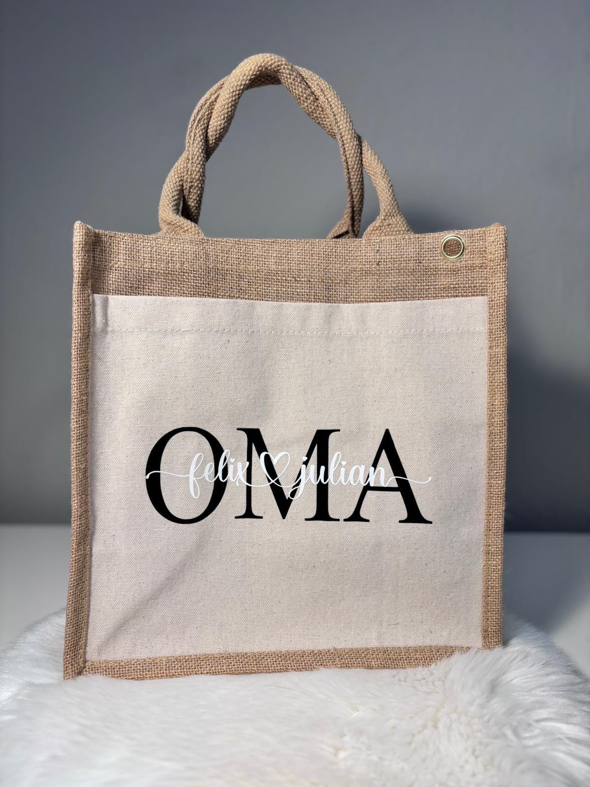 Jute Tasche | Handtasche Personalisiert Mom Mombag Mit Namen Oma Enkel Enkelkinder von lilaMANUFAKTUR
