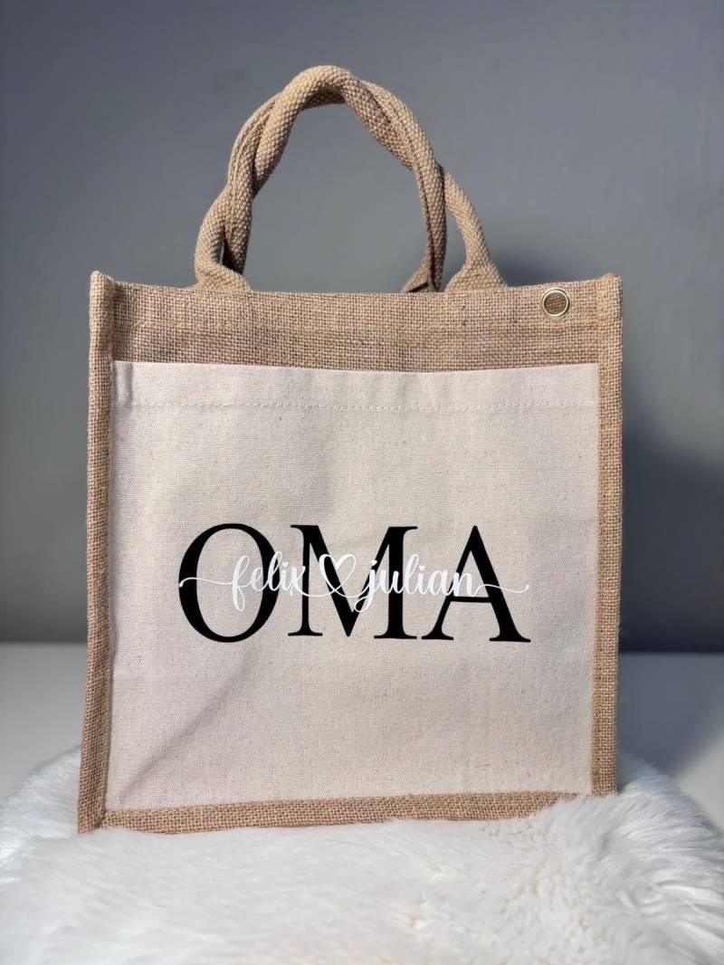 Jute Tasche | Handtasche Personalisiert Mom Mombag Mit Namen Oma Enkel Enkelkinder von lilaMANUFAKTUR
