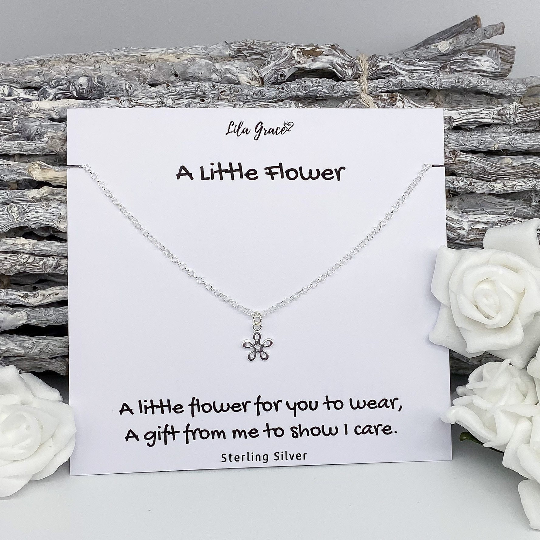 925 Sterling Silber Niedliche Mini Blumen Halskette - Geschenk Für Sie Damen Mädchen Zierliche Erschwingliche Luxus Geburtstag Weihnachtsschmuck von lilagracejewellery
