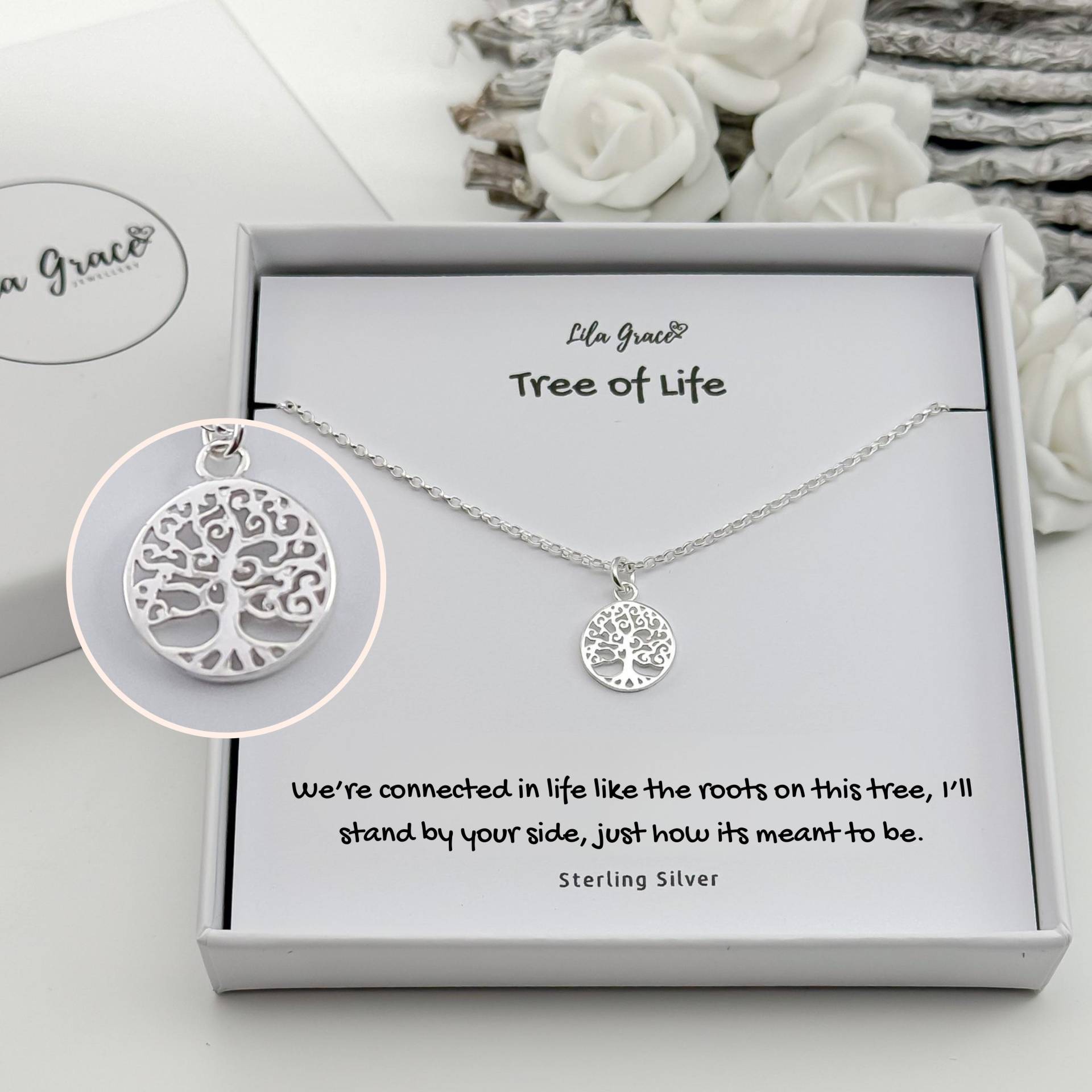 sterling Silber Baum Des Lebens Halskette Boho Minimalist Schmuck von lilagracejewellery