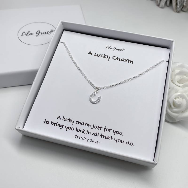 Glücksbringer-Halskette Aus Sterlingsilber - Personalisiertes Geschenk Für Sie Zierlicher Hufeisenschmuck Damen Und Mädchen Nachdenkliche Süße Glücksbringer-Halskette Aus Sterlingsilber - Personalisiertes Geschenk Für Sie Zierlicher Hufeisenschmuck Damen Und Mädchen Nachdenkliche Süße von lilagracejewellery