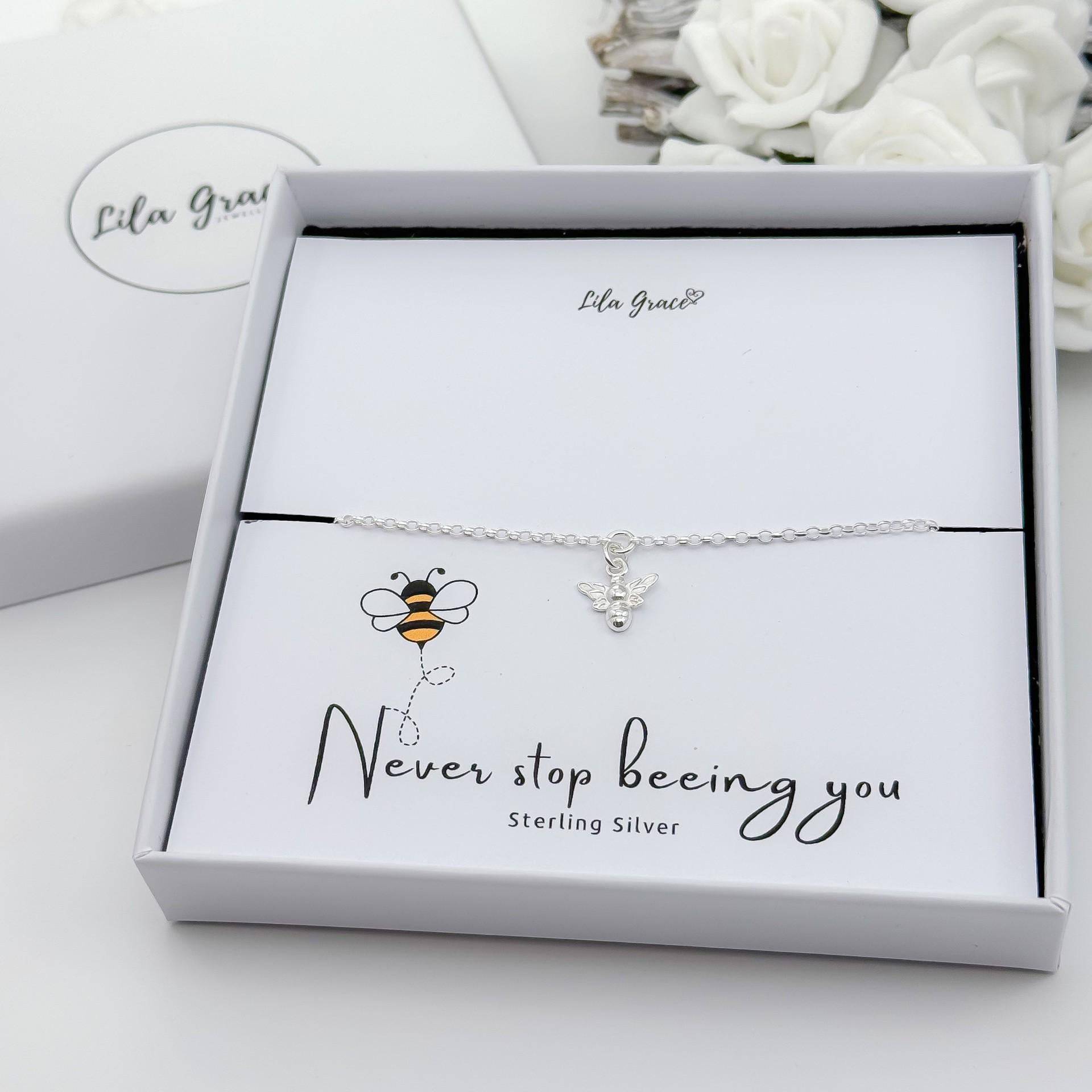 Echtsilber Bumblebee Armband Never Stop Sein Du Geschenk von lilagracejewellery