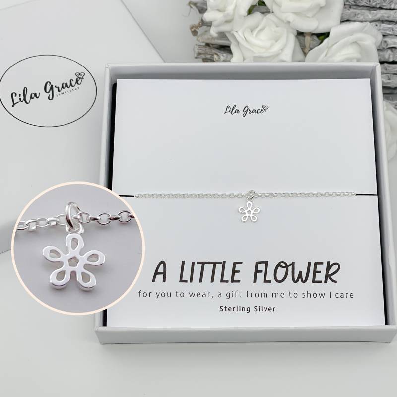sterling Silber Kleine Blume Armband Personalisierte Geschenk Für Sie - Zierliche Nette Hübsche Frauen Mädchen Freundschaft Schmuck Geschenke sterling Silber Kleine Blume Armband Personalisierte Geschenk Für Sie - Zierliche Nette Hübsche Frauen Mädchen Freundschaft Schmuck Geschenke von lilagracejewellery