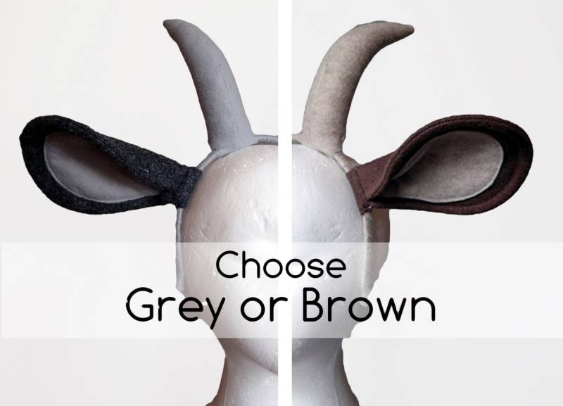 Natürliche Ziege Ohren Und Hörner. Wählen Sie Grau Oder Braun von lilecreations