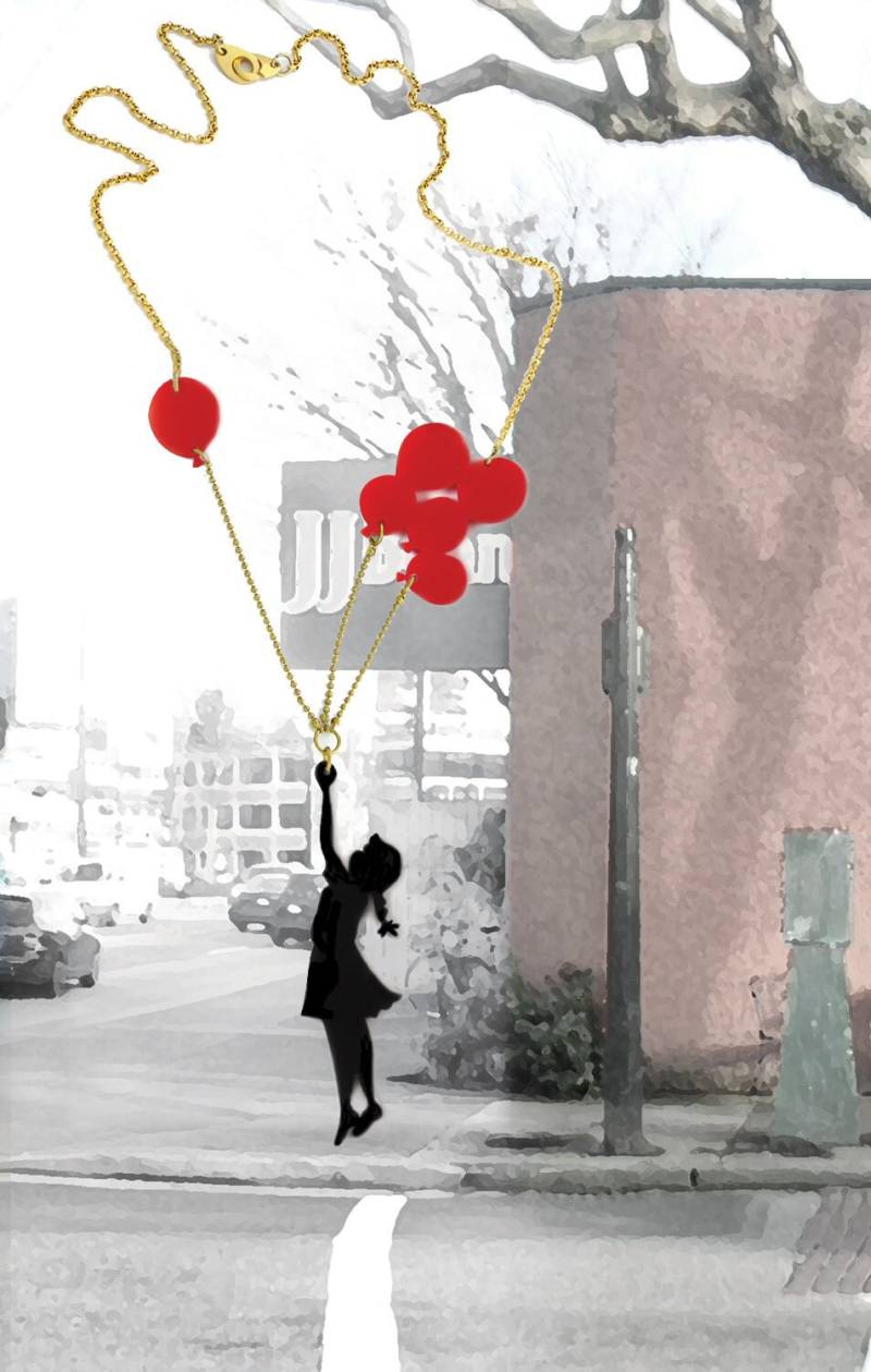 Mädchen Mit Luftballons, Graduierung Geschenk, Banksy Halskette, Statement Teenager-Mädchen-Geschenke, Rote Inspiriert Süßes Geschenk von lilianadesign