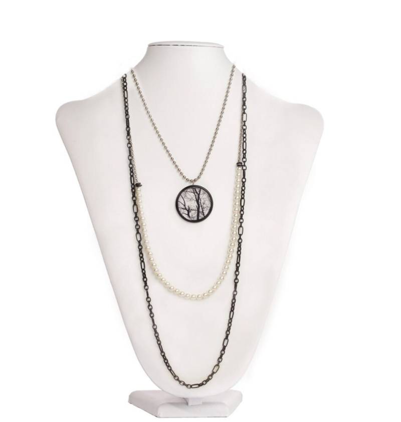 Multi-Strang-Kette, Kette, Geschenk Für Oma, Winter-Anhänger, Schwarz Und Weiß, Geschenke, Stocking Stuffer Schmuck, Mama von lilianadesign