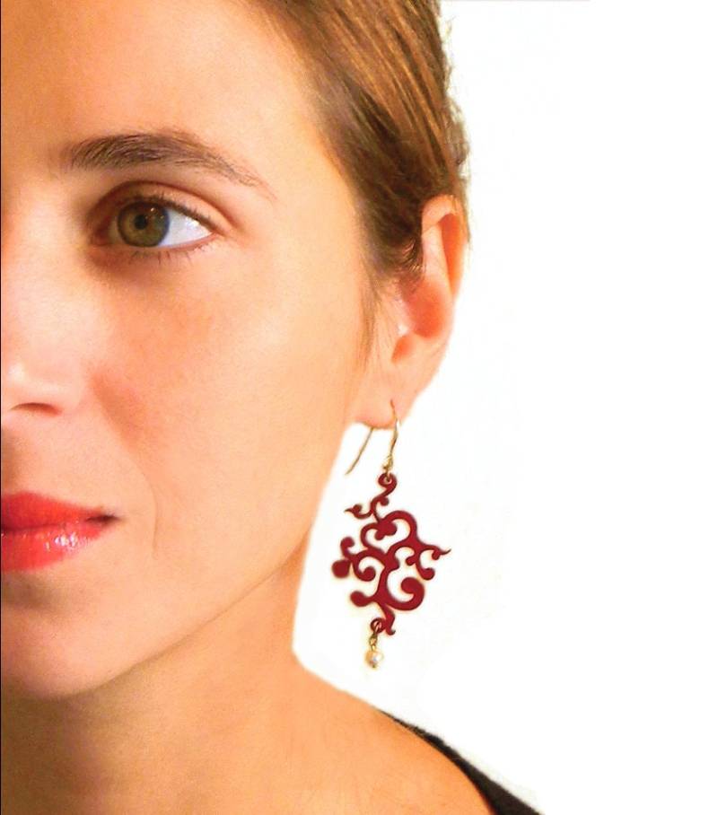 Rote Ohrringe, Weihnachtsgeschenk Für Mama, Geschenk Oma, Chandelier Statement Burgund Baumelnde Ohrringe von lilianadesign