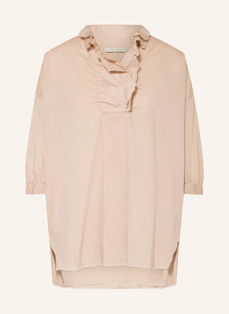 Lilienfels Bluse Mit 3/4-Arm Und Rüschen beige von lilienfels