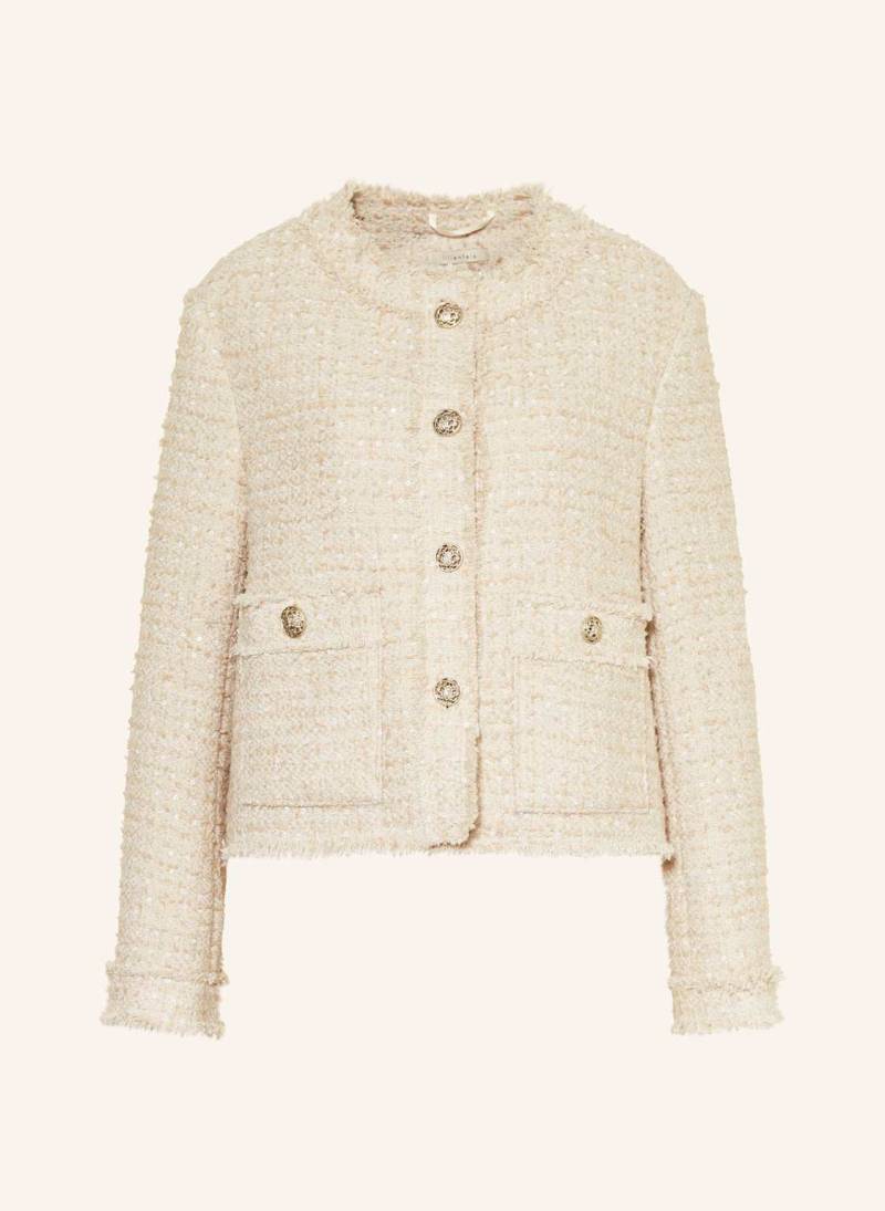 Lilienfels Bouclé-Jacke Mit Pailletten beige von lilienfels