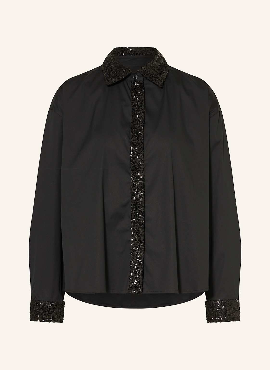 Lilienfels Hemdbluse Mit Pailletten schwarz von lilienfels