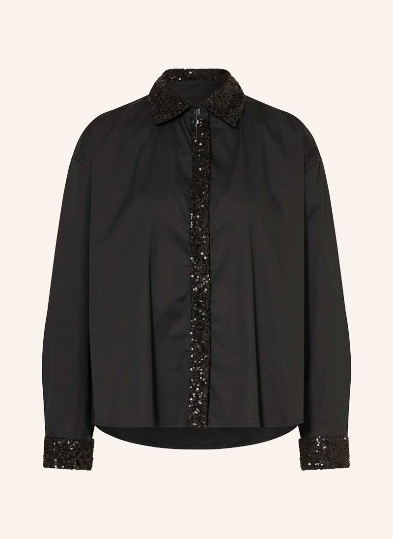 Lilienfels Hemdbluse Mit Pailletten schwarz von lilienfels