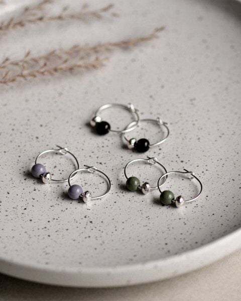 lille mus Creolen 'Porzellanperle' aus Porzellan und 925 Silber / vergoldet von lille mus