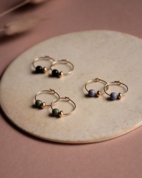 lille mus Creolen 'Porzellanperle' aus Porzellan und 925 Silber / vergoldet von lille mus