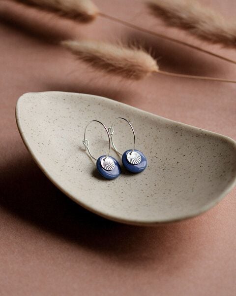 lille mus Creolen 'Sonnenplättchen' aus Porzellan und 925 Silber / vergoldet von lille mus