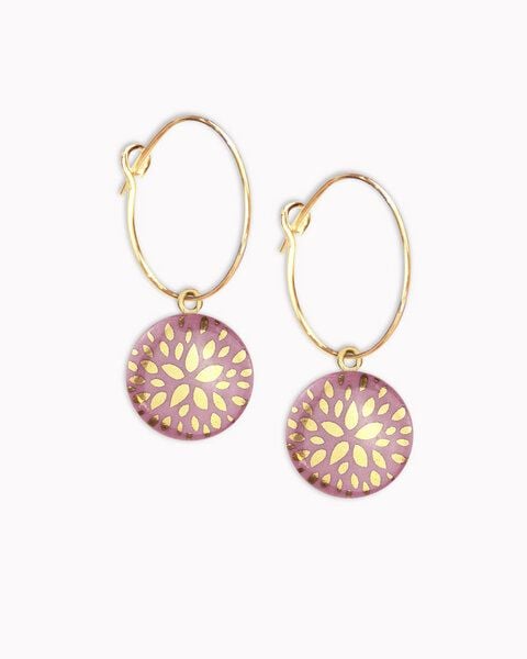 lille mus Creolen mit Porzellan-Anhänger 'Blumenstern' Porzellanschmuck von lille mus