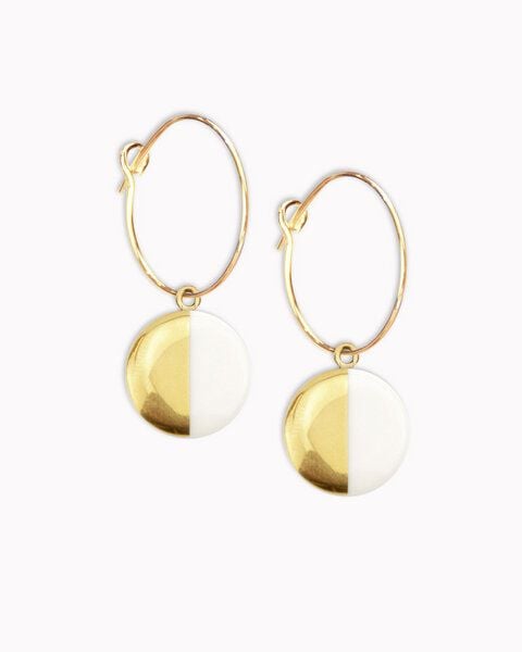 lille mus Creolen mit Porzellan-Anhänger 'Halbkreis' Porzellanschmuck von lille mus