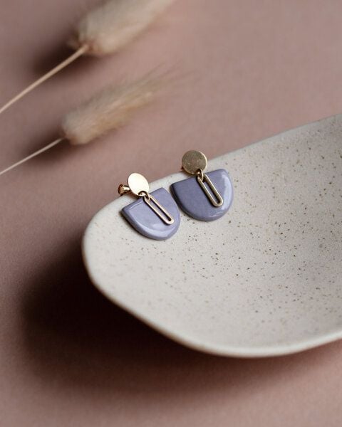 lille mus Ohrstecker 'Halbkreis Oval' aus Porzellan und 925 Silber / vergoldet von lille mus