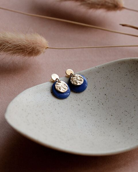 lille mus Ohrstecker 'Mondplättchen' aus Porzellan und 925 Silber / vergoldet von lille mus