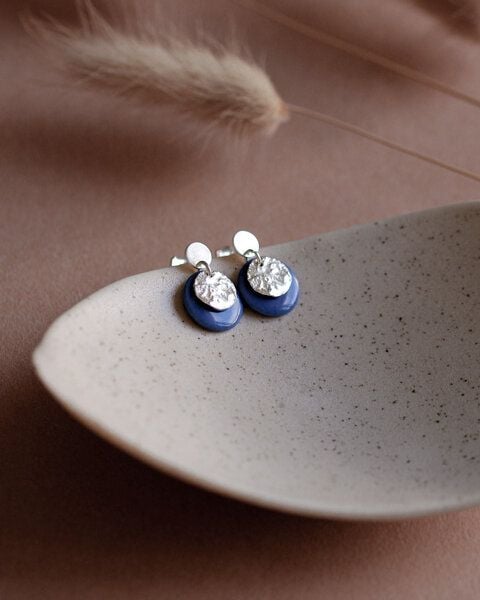 lille mus Ohrstecker 'Mondplättchen' aus Porzellan und 925 Silber / vergoldet von lille mus