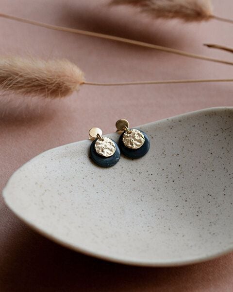 lille mus Ohrstecker 'Mondplättchen' aus Porzellan und 925 Silber / vergoldet von lille mus