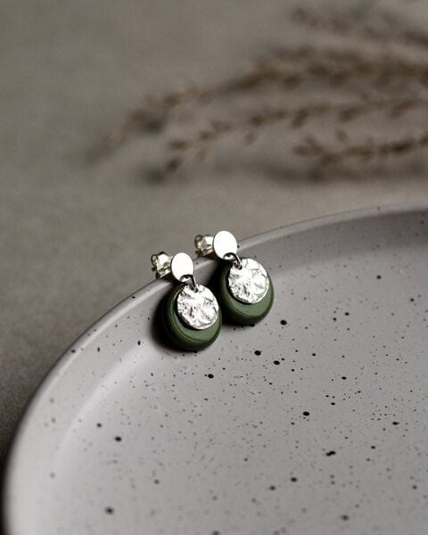 lille mus Ohrstecker 'Mondplättchen' aus Porzellan und 925 Silber / vergoldet von lille mus