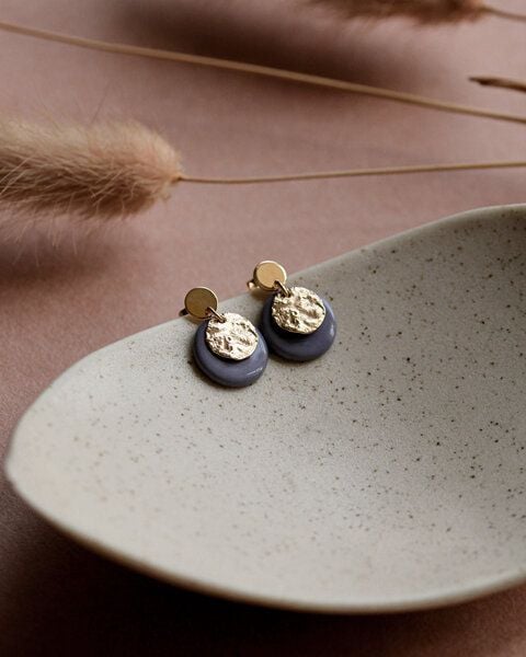 lille mus Ohrstecker 'Mondplättchen' aus Porzellan und 925 Silber / vergoldet von lille mus