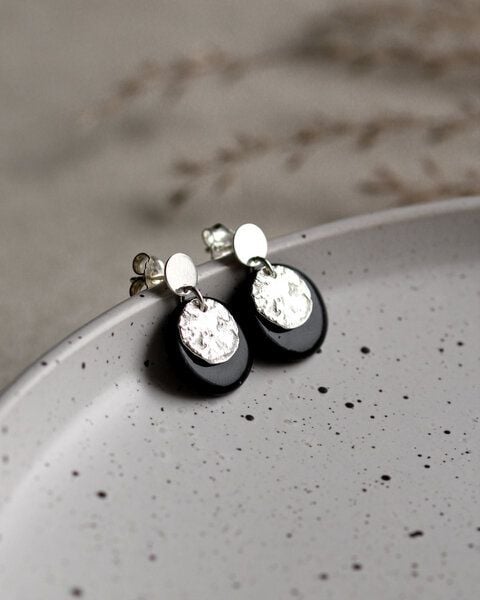 lille mus Ohrstecker 'Mondplättchen' aus Porzellan und 925 Silber / vergoldet von lille mus