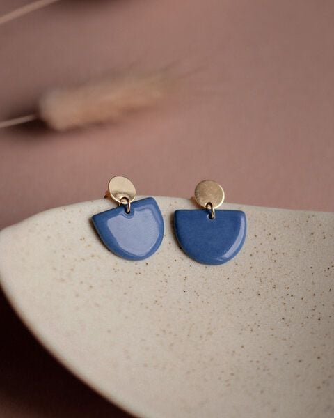 lille mus Ohrstecker 'Porzellanplätchen Halbkreis' von lille mus